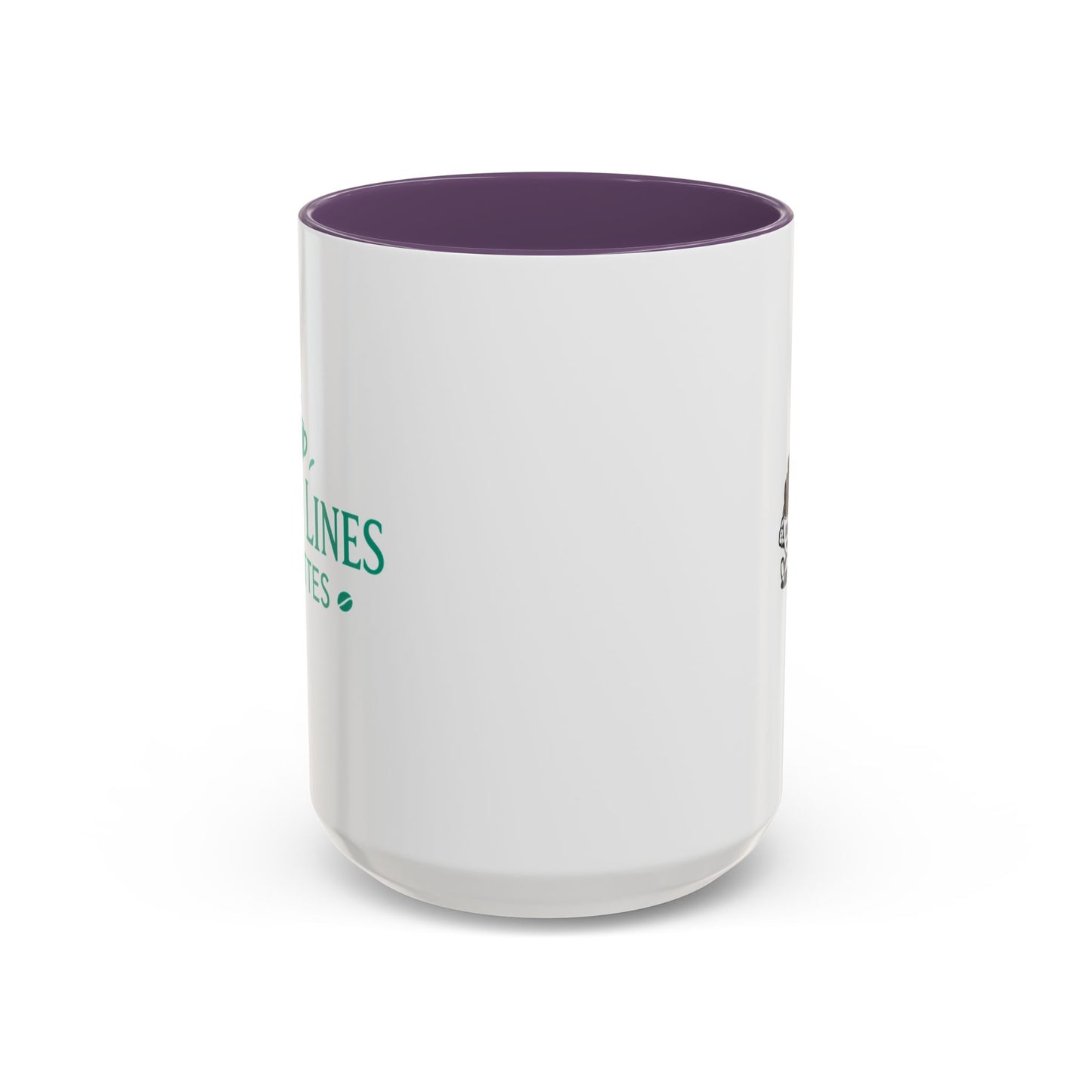 White mug with purple interior on a white background