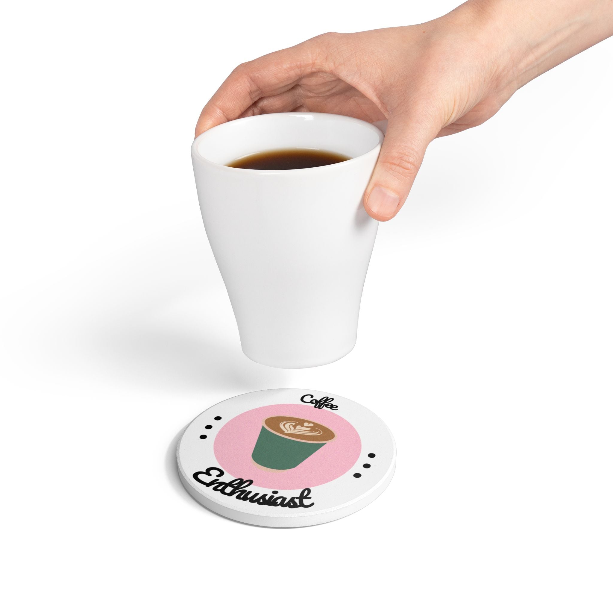 Coffee Enthusiast Ceramic Coaster - Coffee Cup Coaster for Home Decor
