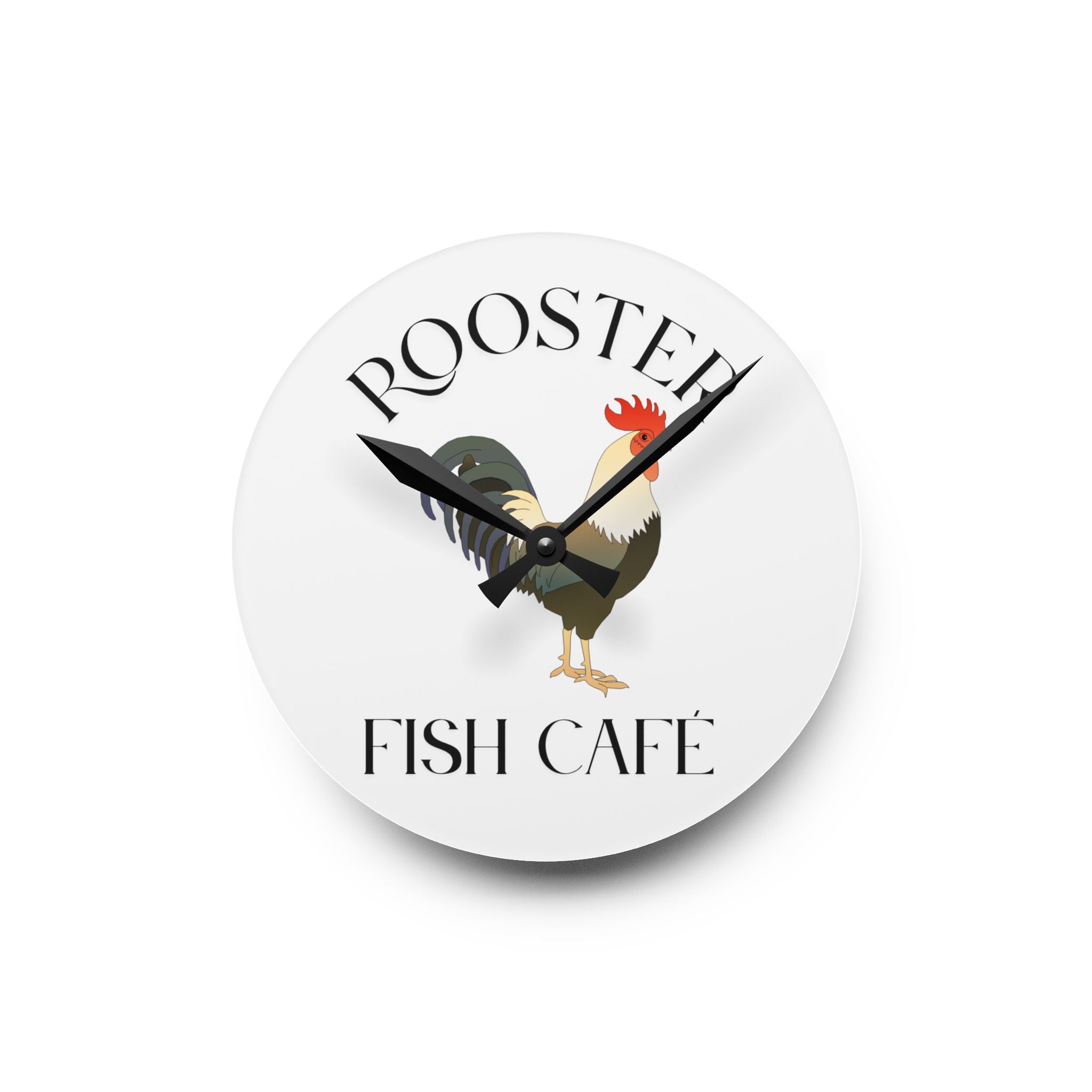 Reloj de pared acrílico "Café Gallo Pez" - Decoración rústica de granja