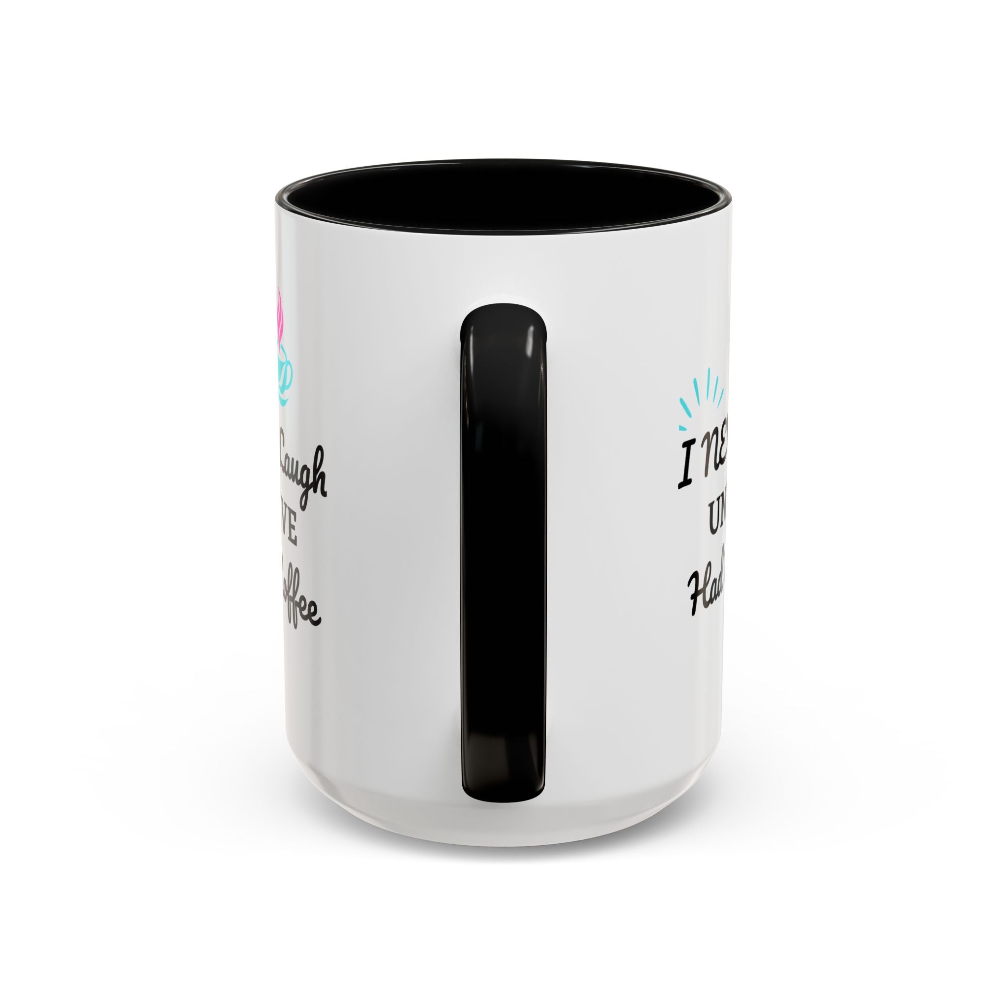 White mug with black interior and handle on a white background