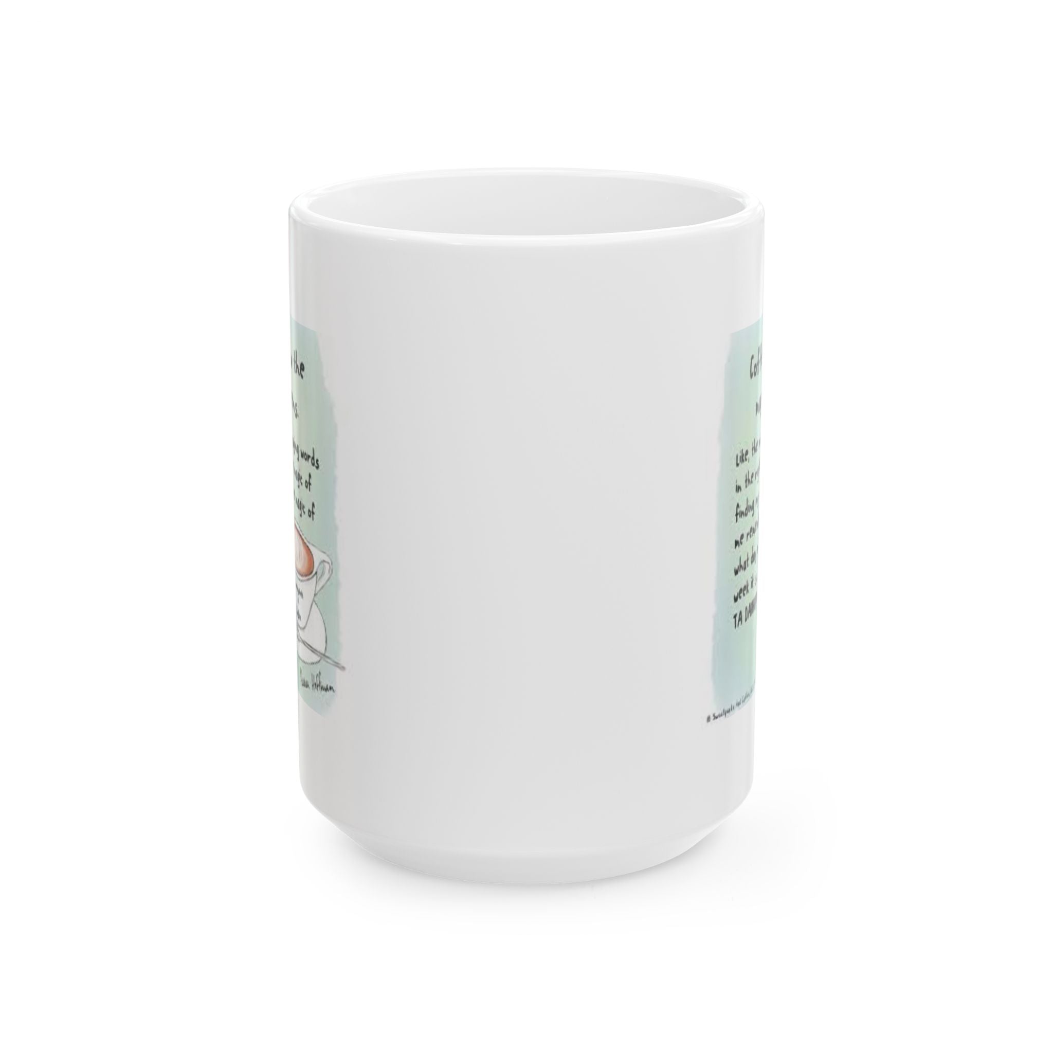 White mug with a design on a white background