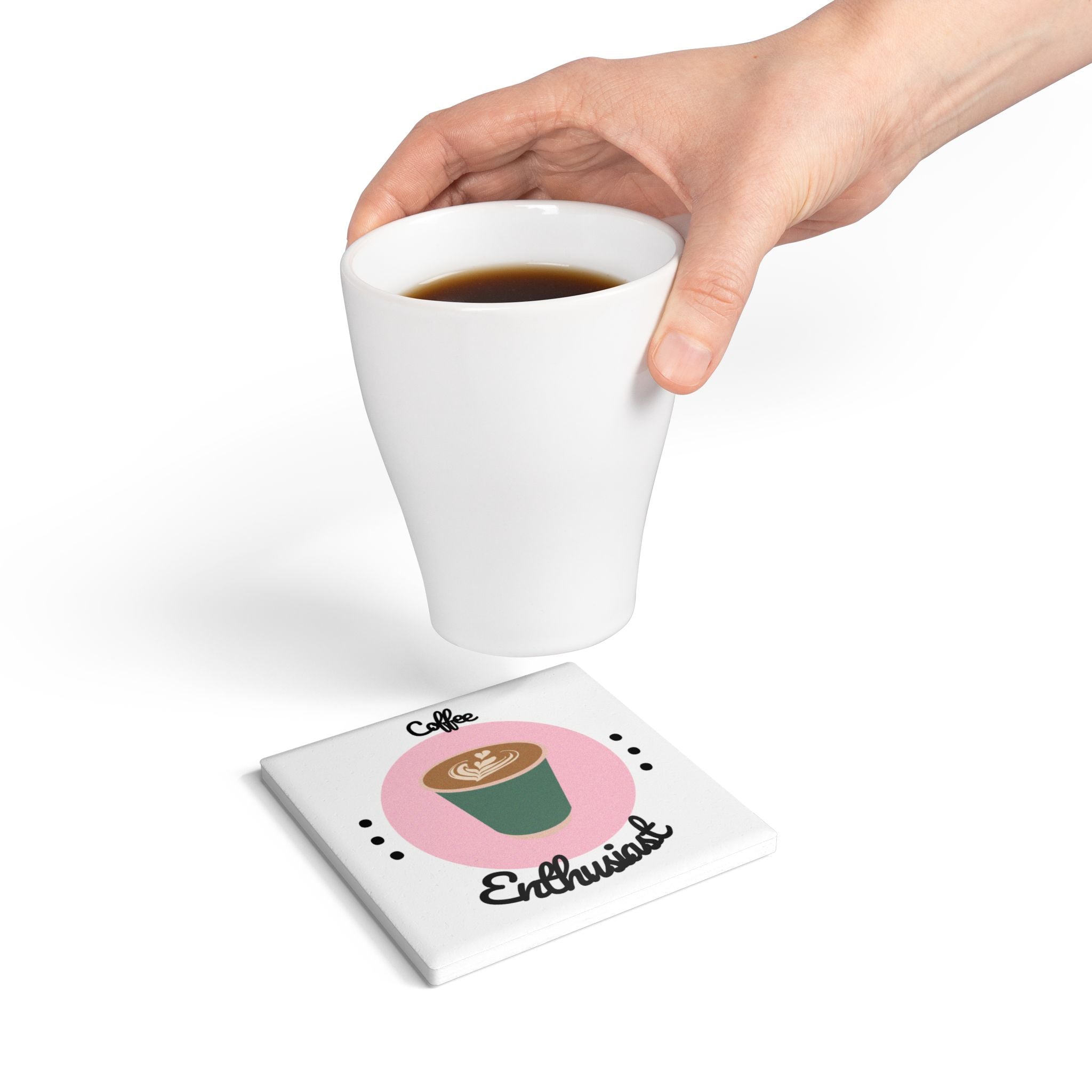 Coffee Enthusiast Ceramic Coaster - Coffee Cup Coaster for Home Decor