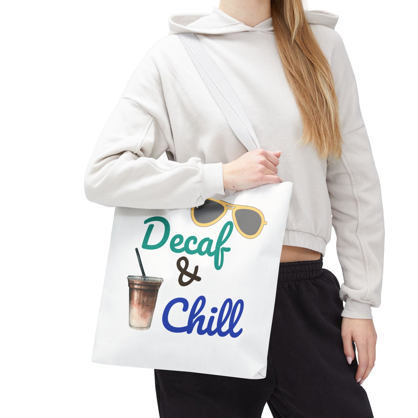 Decaf & Chill All-Over Print Tote Bag โ Reusable Bag for Her