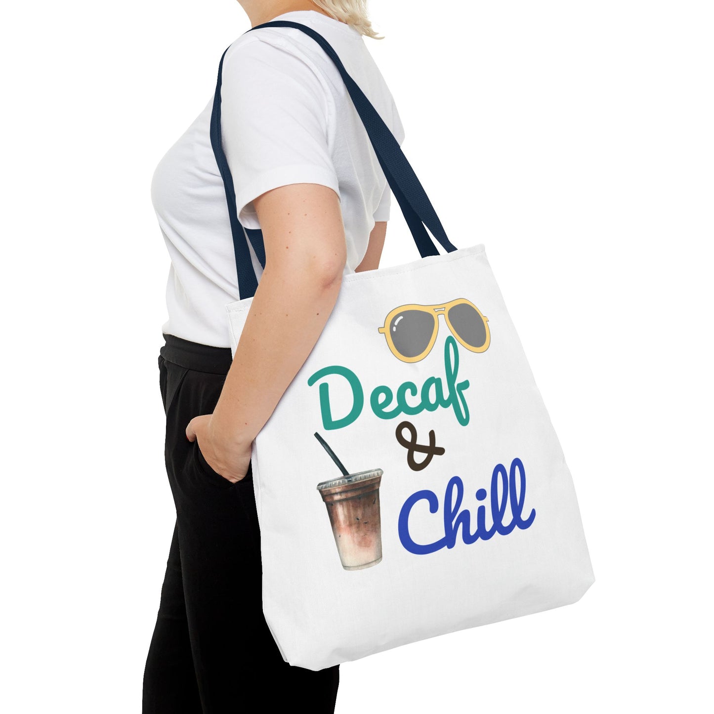 Decaf & Chill All-Over Print Tote Bag โ Reusable Bag for Her