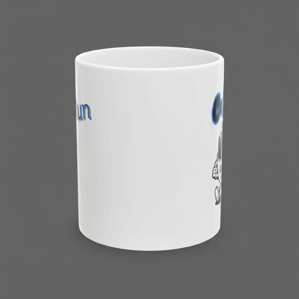 White mug with a design on a white background