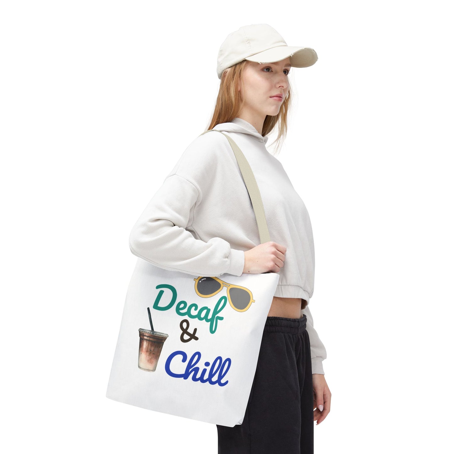 Decaf & Chill All-Over Print Tote Bag โ Reusable Bag for Her