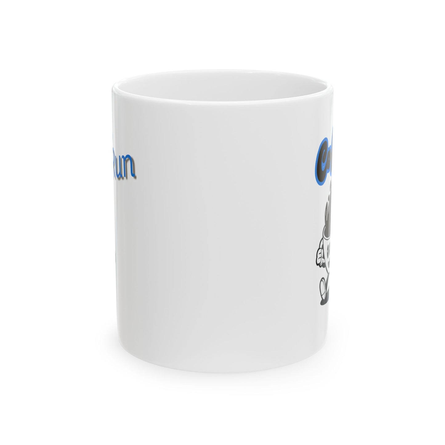 White mug with a design on a white background