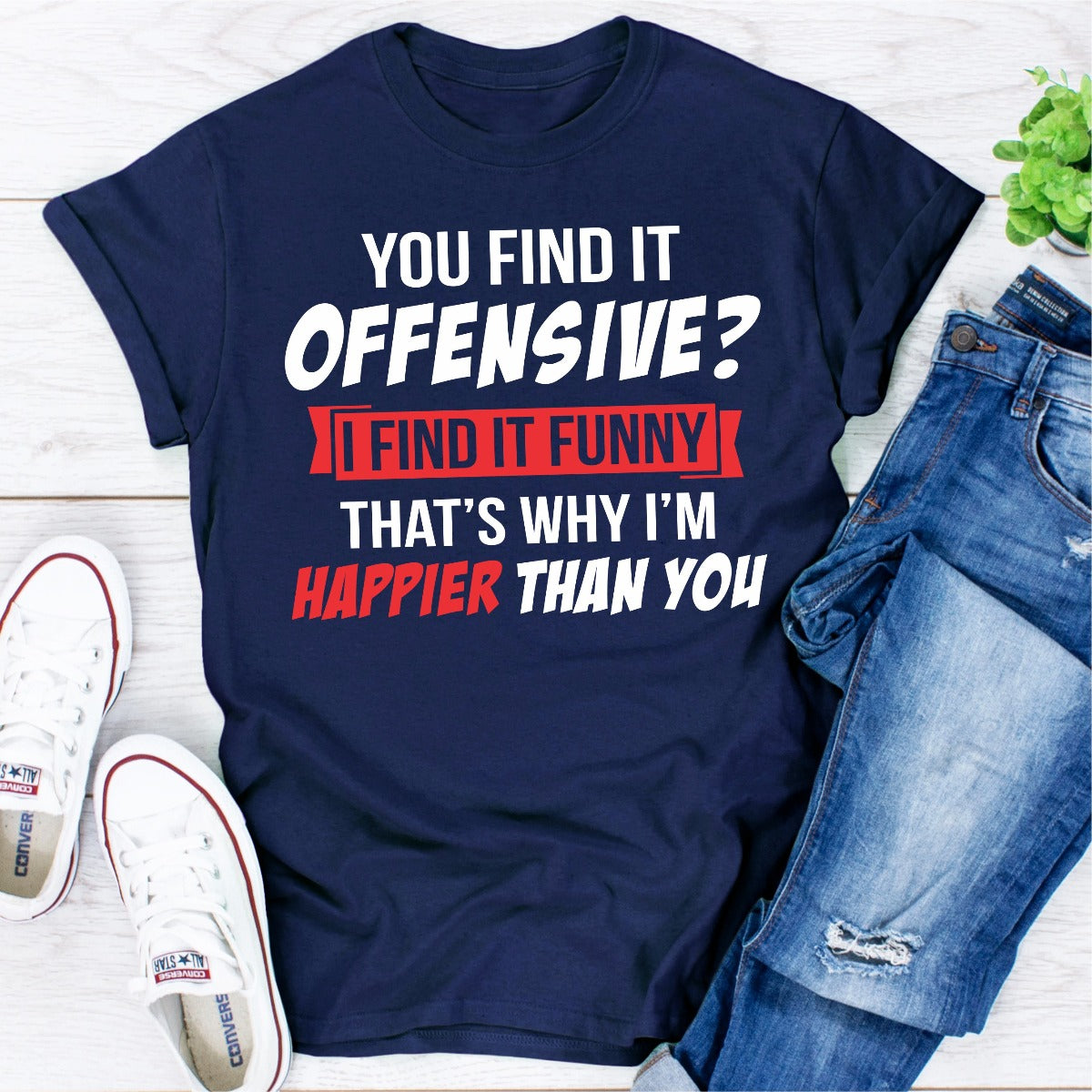 Navy Blue Offensive T-Shirt with Funny Sayings