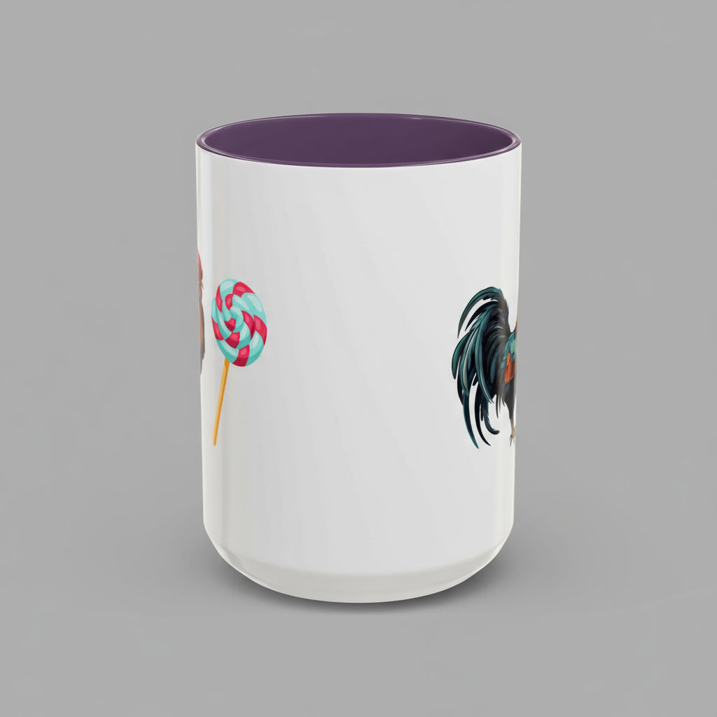 Colorful Rooster Sucker Coffee Mug, Sweet Gift for Candy Lovers, Fun Kitchen Décor