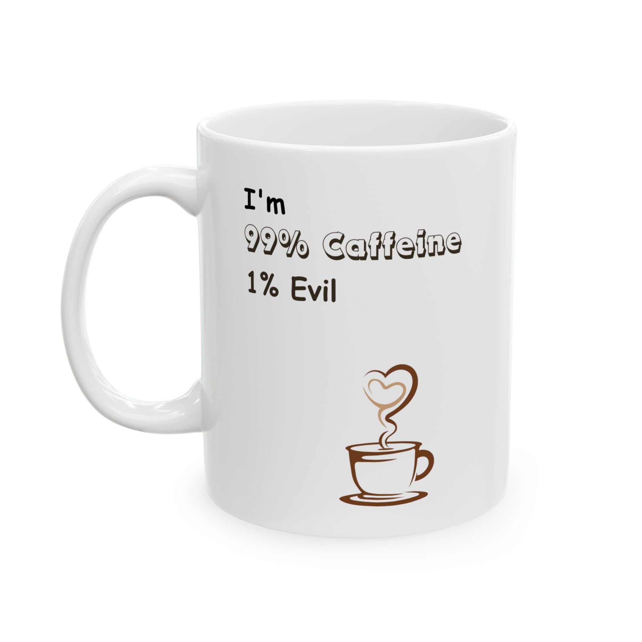 Taza de cerámica: Divertida taza con un 99 % de café y un 1 % de maldad para amantes del café, regalo para fanáticos de las comedias, inauguración de la casa, cumpleaños, humor de oficina.