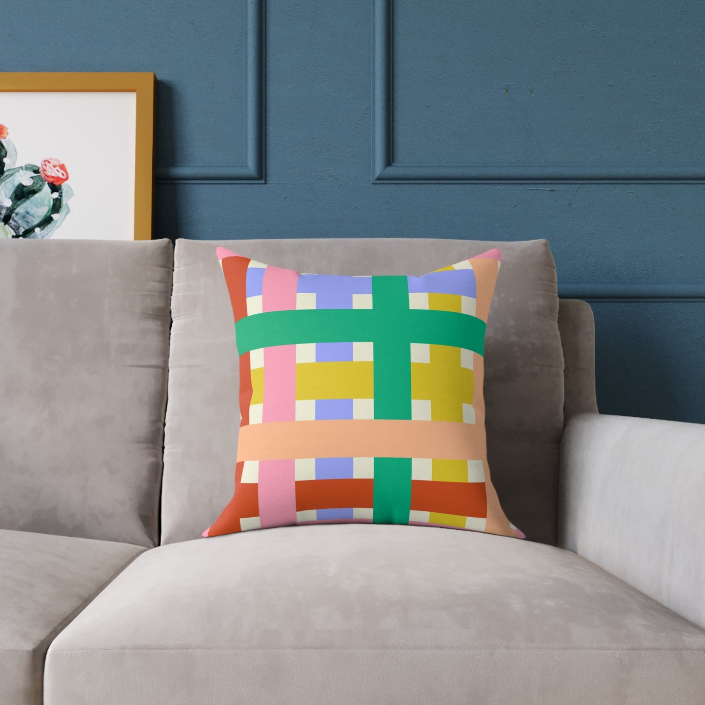 Colorful Square Poly Canvas Pillow