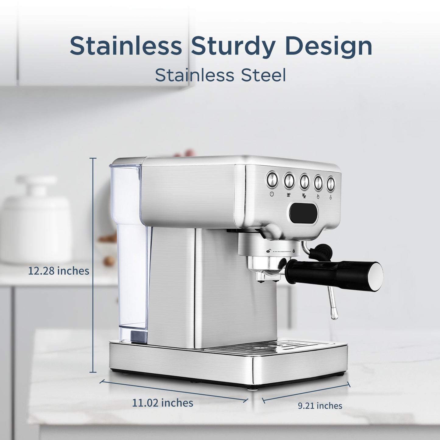 Stainless Steel Espresso Machine and Milk Frother for Coffee Lovers