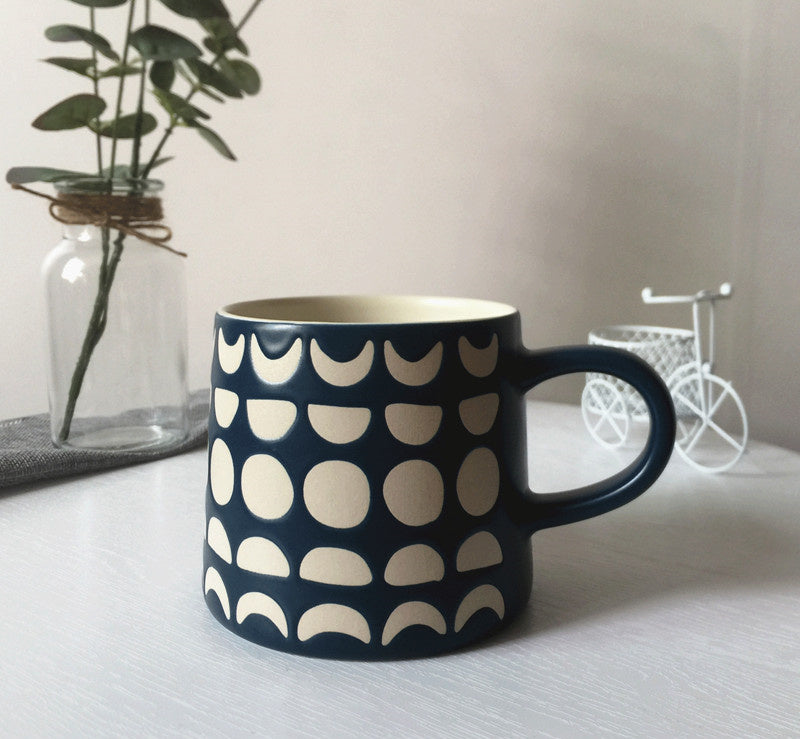 Green coffee mug with art, Ceramic Coffee Cup for Friends