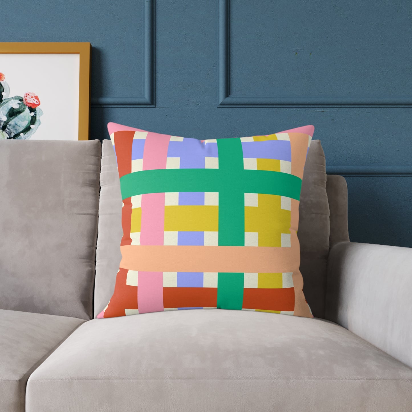 Colorful Square Poly Canvas Pillow