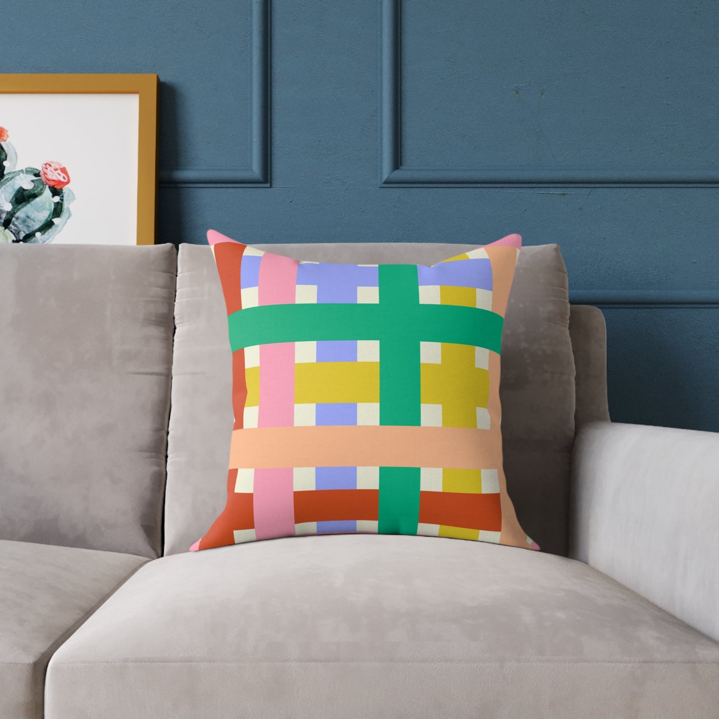 Colorful Square Poly Canvas Pillow
