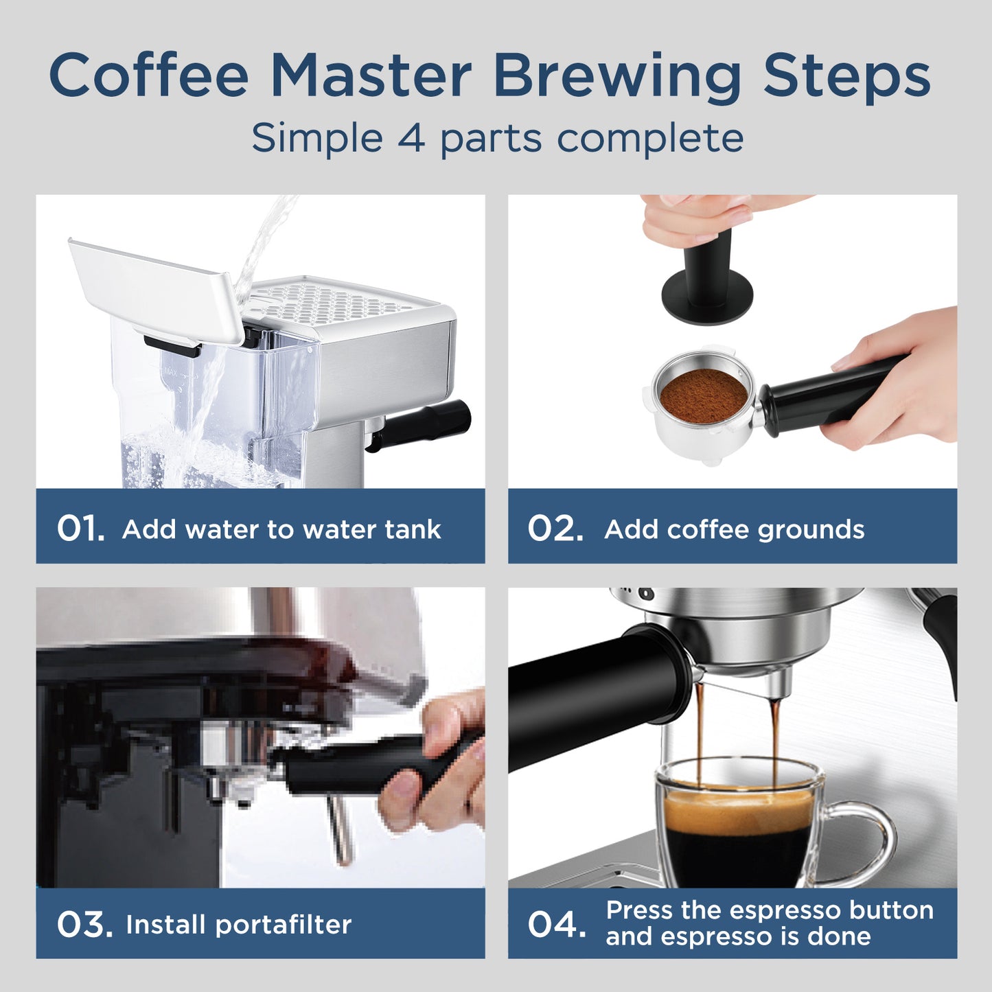 Espresso Machine with Milk Frother, Stainless Steel Coffee Makers for Coffee Lovers.