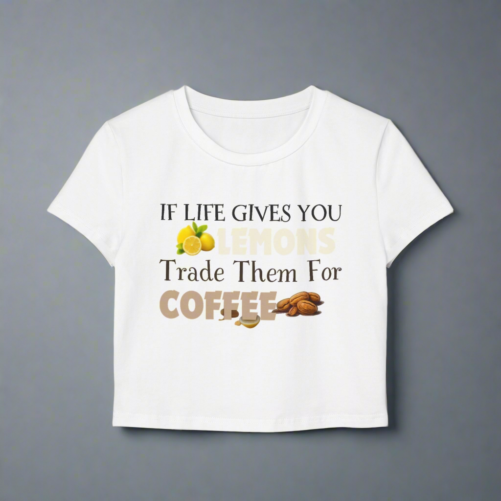 Lemons to Coffee Baby Tee - Cute Women’s Shirt, Funny Gift for Coffee Lovers, Casual Outfit