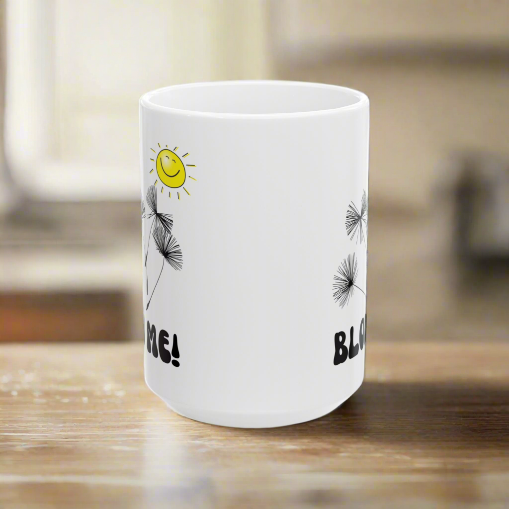 Funny Coffee Mug, 'Blow Me' with Dandelions