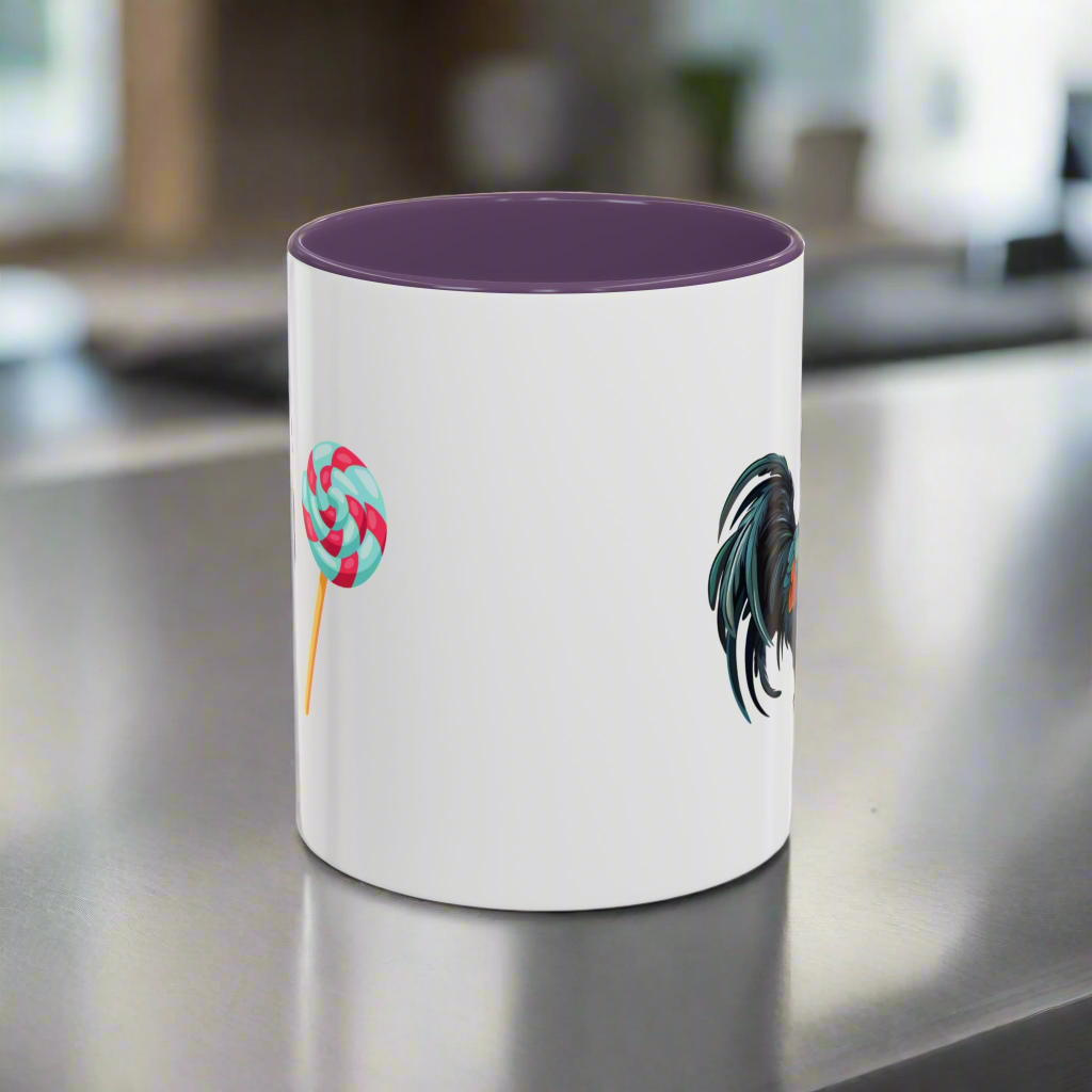 Colorful Rooster Sucker Coffee Mug, Sweet Gift for Candy Lovers, Fun Kitchen Décor, Birthday Present