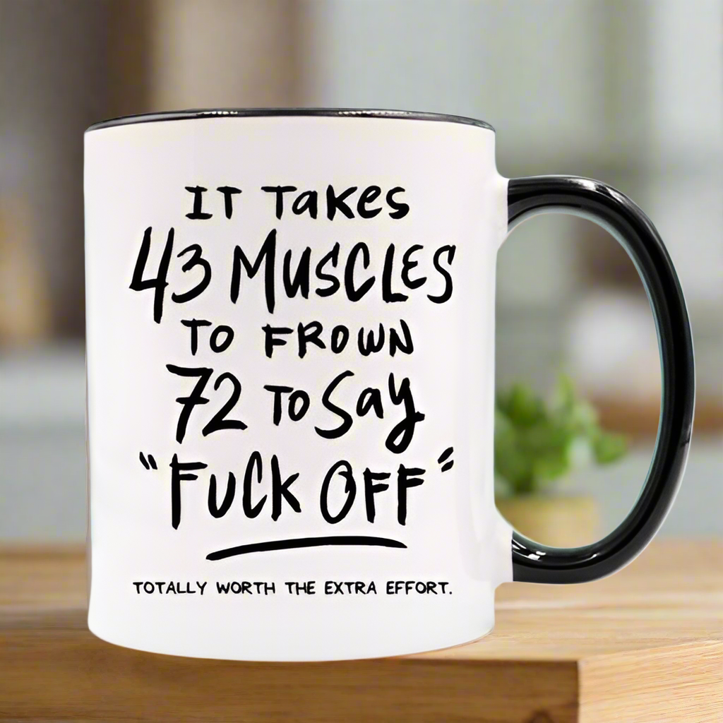 White ceramic mug with black handle, 11oz funny quote mug