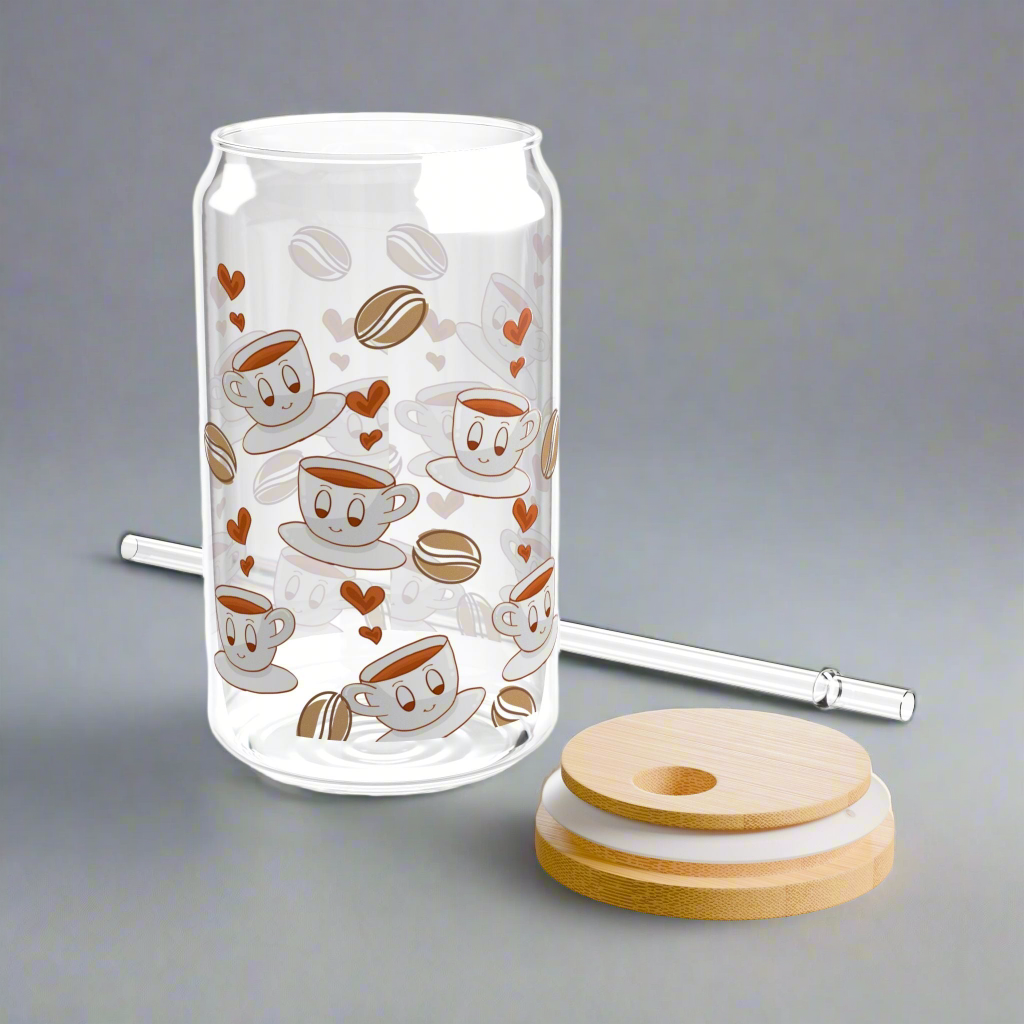 Playful Sipper Glass - 16oz Drinking Jar, Summer Drinkware