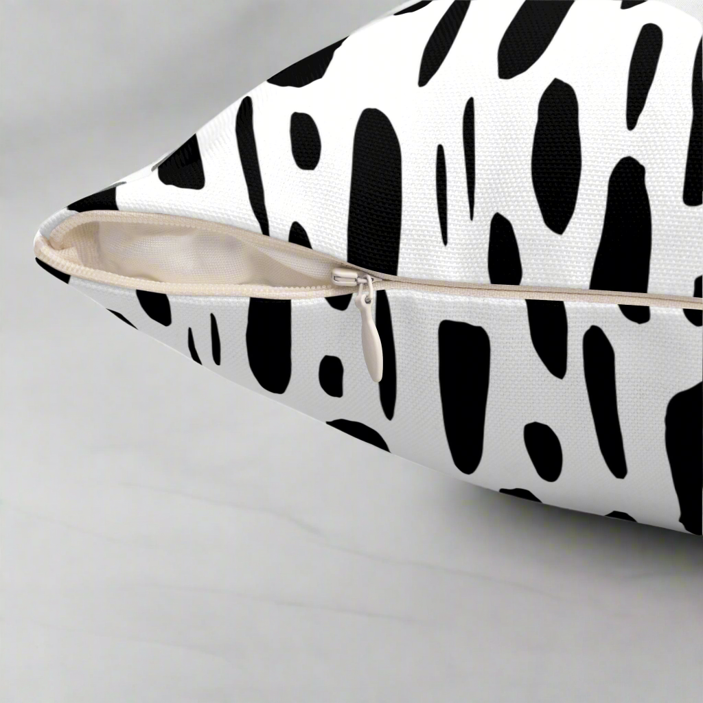 Black and White Pattern Square Throw Pillow