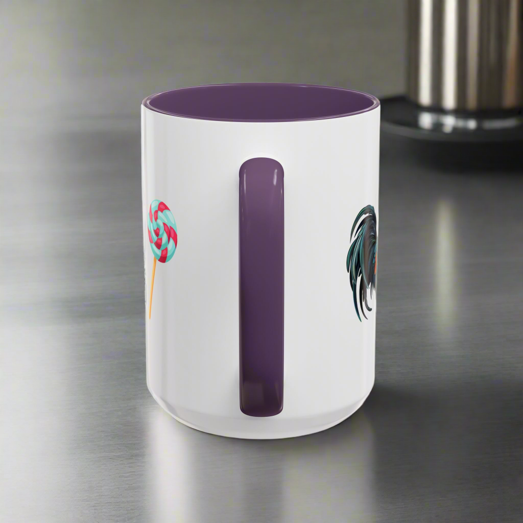 Colorful Rooster Sucker Coffee Mug, Sweet Gift for Candy Lovers, Fun Kitchen Décor, Birthday Present