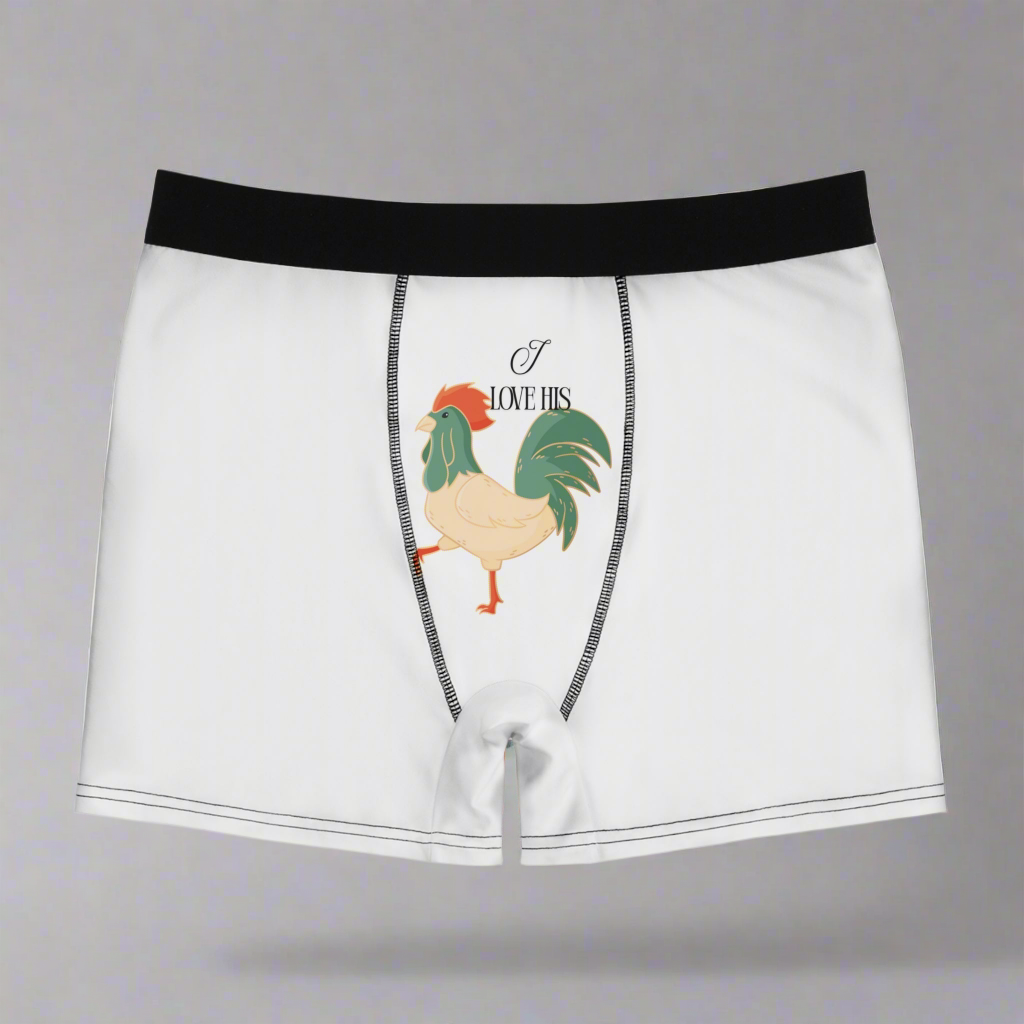 Funny Rooster Men's Boxer Briefs - Quirky Underwear Gifts for Him, Humorous Loungewear, Unique Anniversary Present