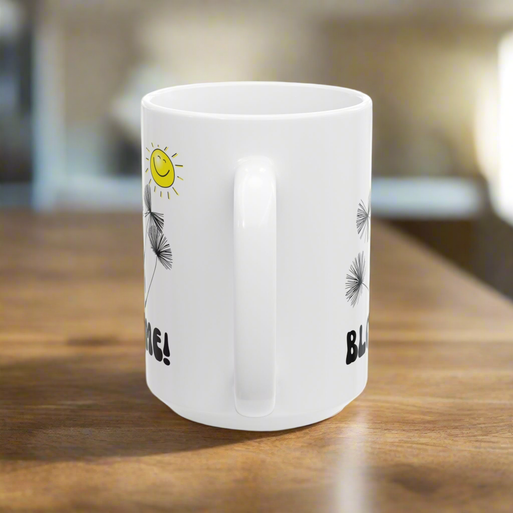 Funny Coffee Mug, 'Blow Me' with Dandelions