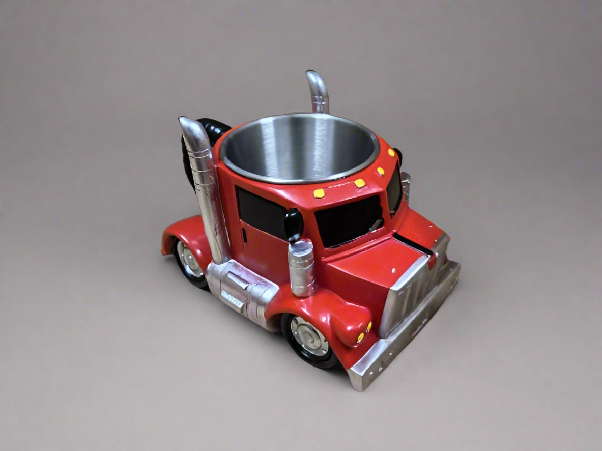 Red semi truck coffee mug gift for coffee enthusiasts and truck drivers