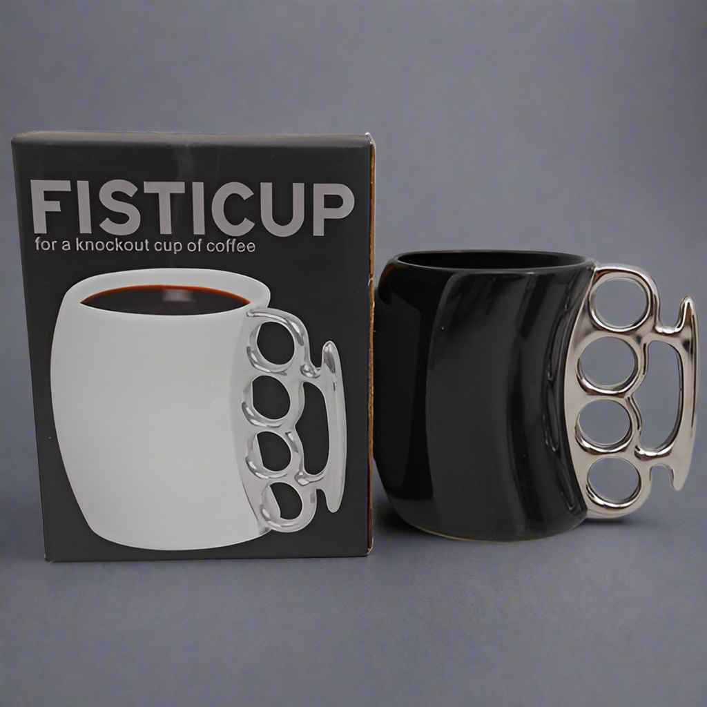 Black ceramic coffee mug, funny boxing coffee cup 14oz