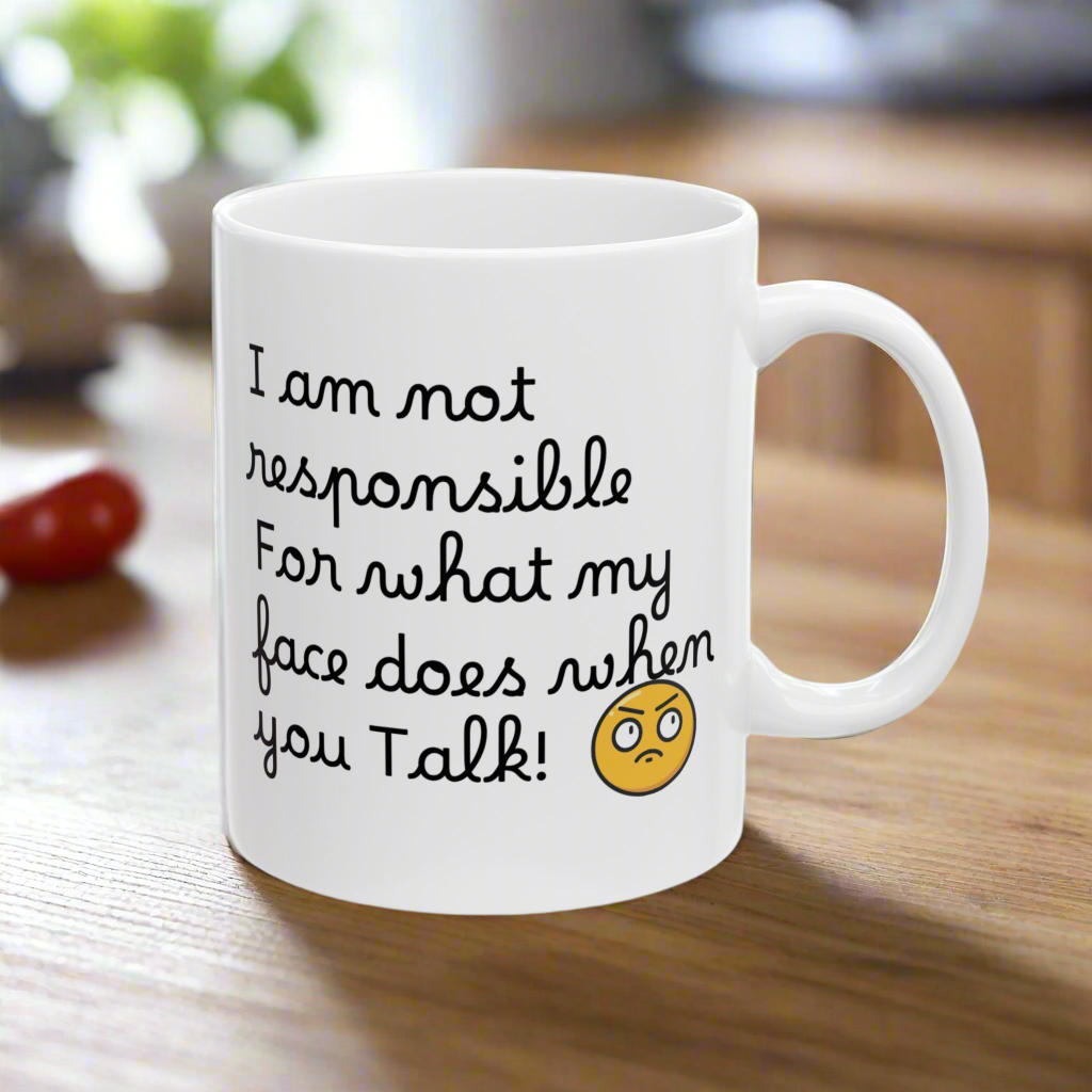 Funny Emoji Mug, Perfect Gift for Friends, Coffee Lovers, Humor Mug, 11oz/15oz Ceramic Cup