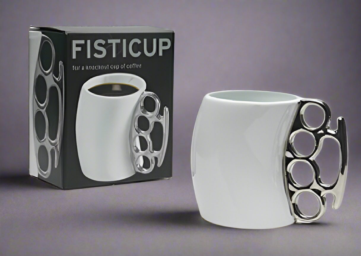 White ceramic mug for coffee lovers, 14oz hilarious boxing coffee cup