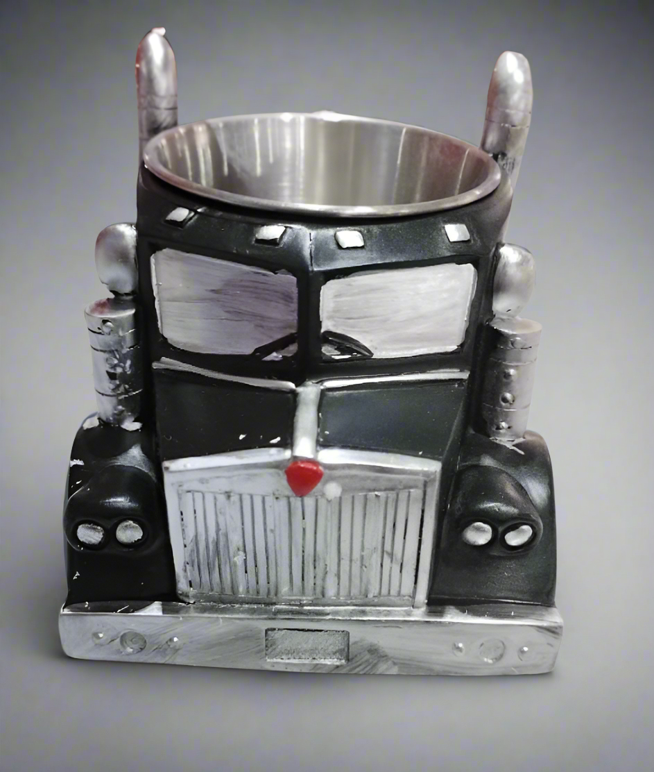 Black semi truck coffee mug for coffee lovers and truck drivers