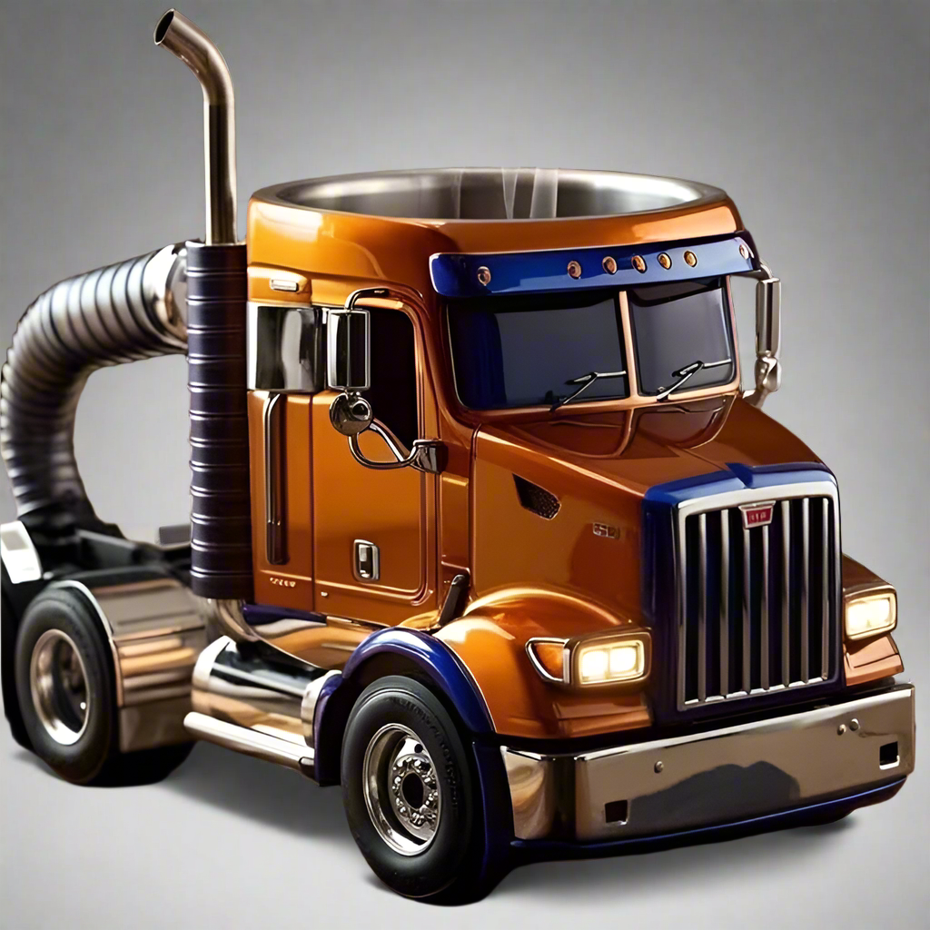 Blue and gold Semi-Truck Coffee Mug Gifts for truck drivers and Coffee Enthusiasts