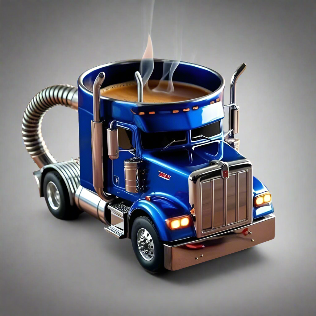 Blue Semi-Truck Coffee Mug with handle for Coffee Lovers