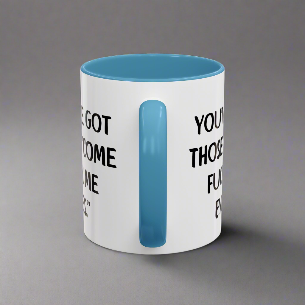 White and blue ceramic coffee cup 11oz mug for adults