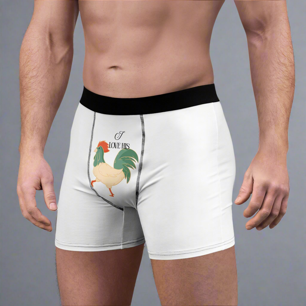 Funny Rooster Men's Boxer Briefs - Quirky Underwear Gifts for Him, Humorous Loungewear, Unique Anniversary Present