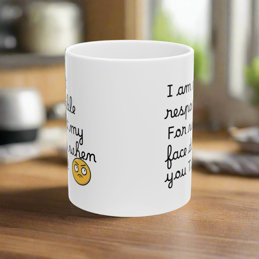 Funny Emoji Mug, Perfect Gift for Friends, Coffee Lovers, Humor Mug, 11oz/15oz Ceramic Cup