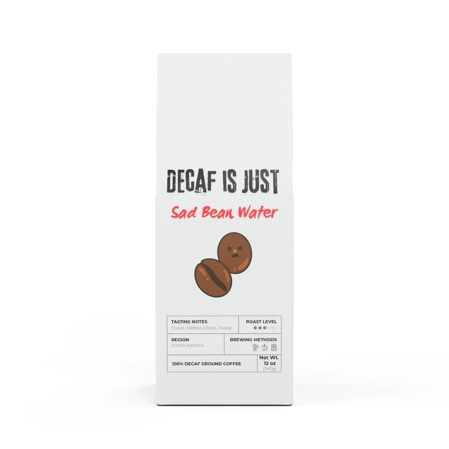 Sad bean water coffee - decaf whole bean 12oz - Laugh Lines & Lattes