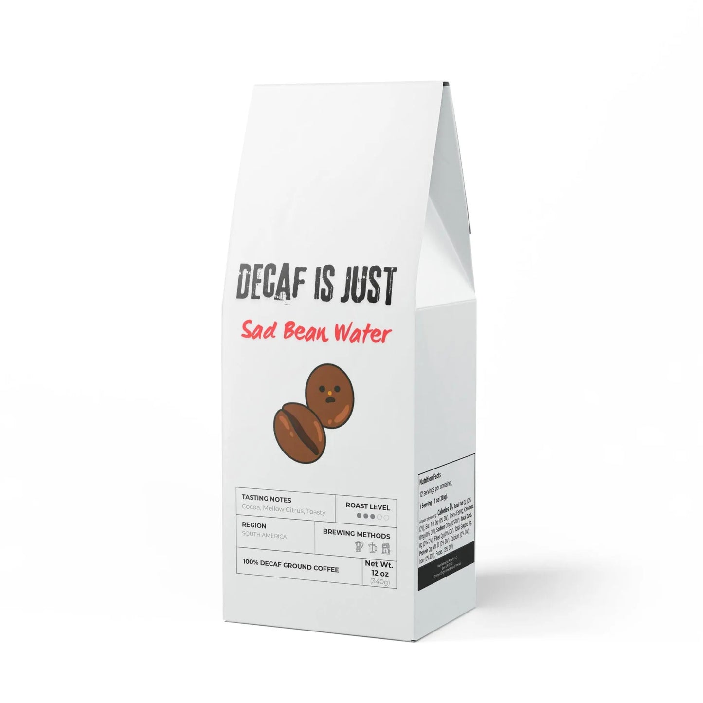 Sad bean water coffee - decaf whole bean 12oz - Laugh Lines & Lattes