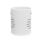 Taza con frase divertida y sarcástica, ideal como regalo.