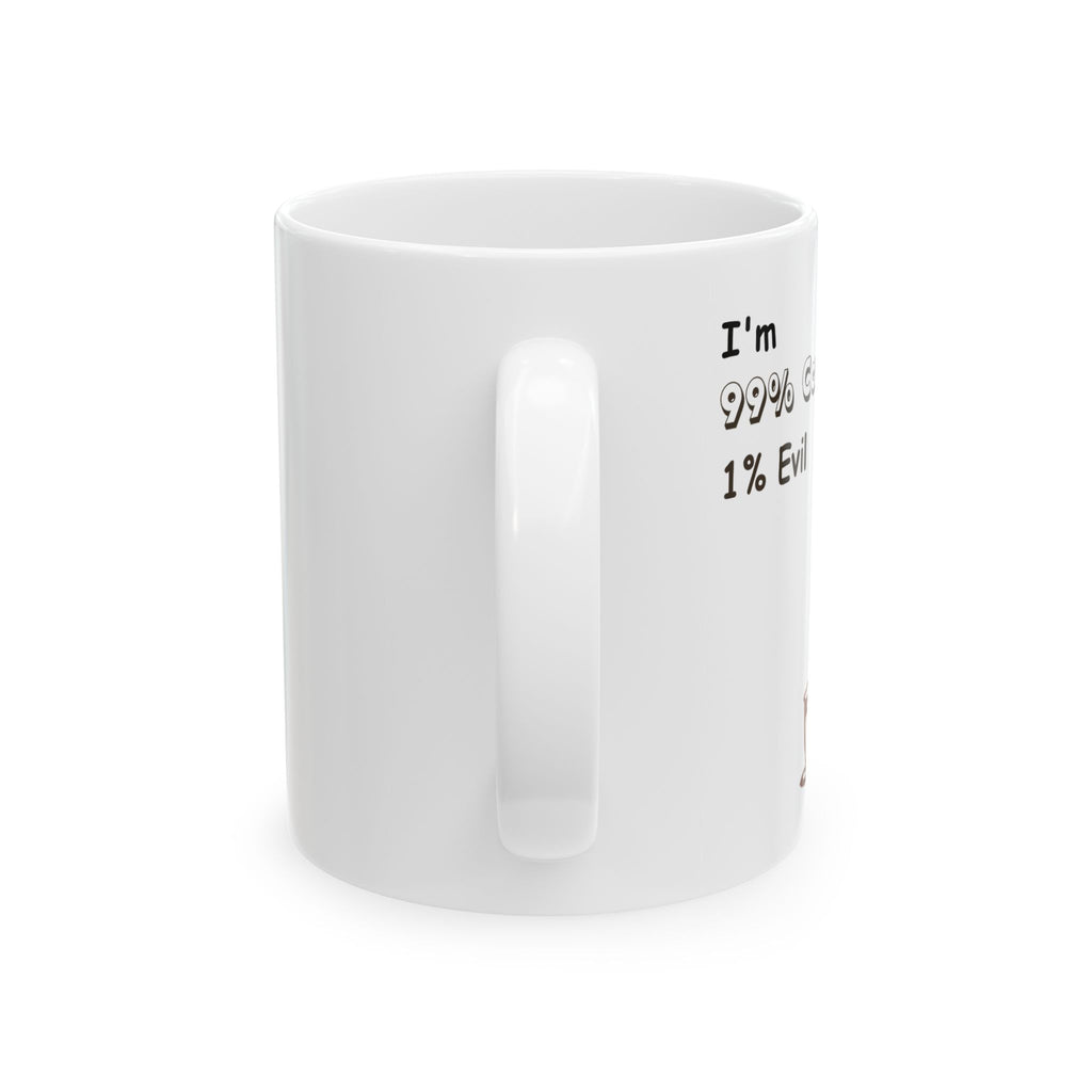 Ceramic Mug - Funny 99% Coffee 1% Evil Mug for Coffee Lovers, Gift for Sitcom Fans, Housewarming, Birthday, Office Humor - Laugh Lines & Lattes