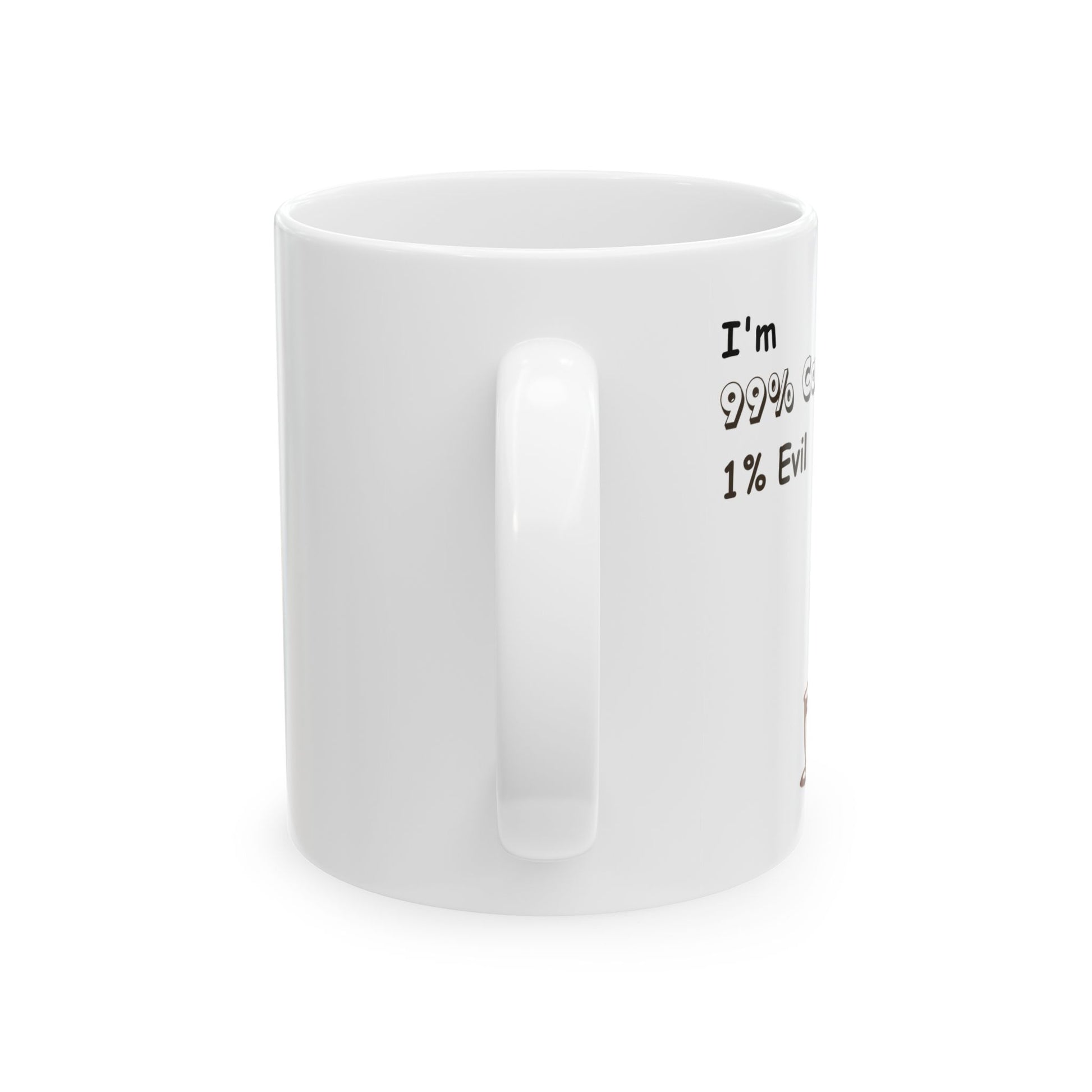 Ceramic Mug - Funny 99% Coffee 1% Evil Mug for Coffee Lovers, Gift for Sitcom Fans, Housewarming, Birthday, Office Humor - Laugh Lines & Lattes