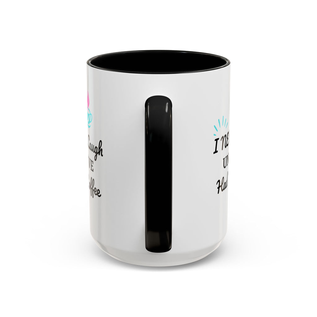 White mug with black interior and handle on a white background