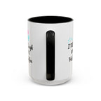 White mug with black interior and handle on a white background