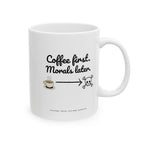 Taza de regalo única con descargo de responsabilidad para los amantes del café.