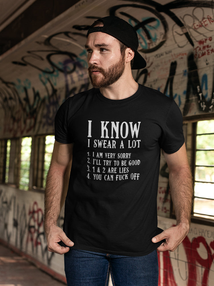Funny "I Swear A Lot" Tee, Black Tee for Men