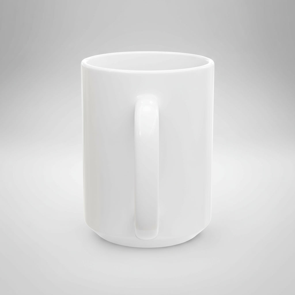 White ceramic mug on a white background