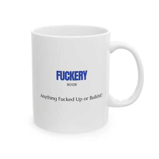 White ceramic mug for adults with funny sayings 